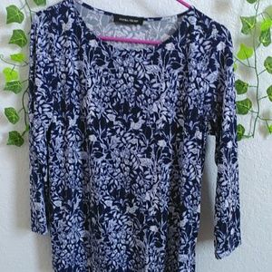 Blue and white floral top